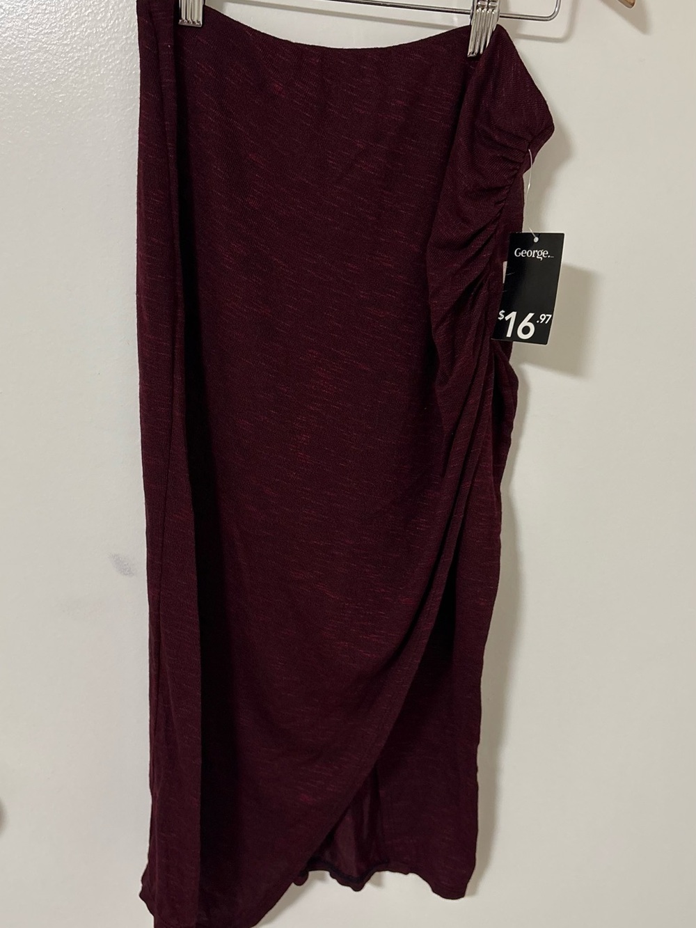 George Burgundy Ruched Side Midi Skirt